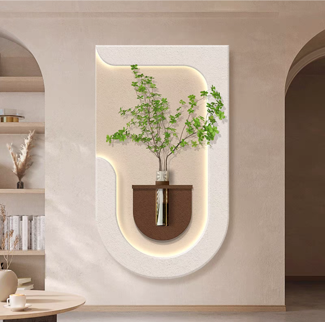 水培绿植装饰画2025款砂岩LED灯光画入户玄关客厅背景墙书房挂画
