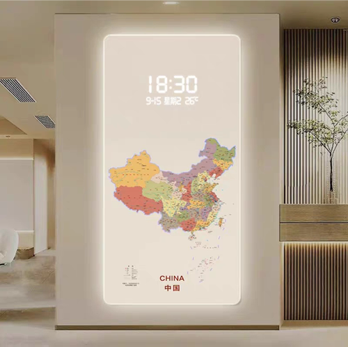 钟表挂钟客厅餐厅装饰画地图电子钟数显2025年新款创意表挂墙时钟