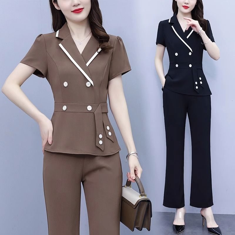 大码时尚西装领职业套装女气质