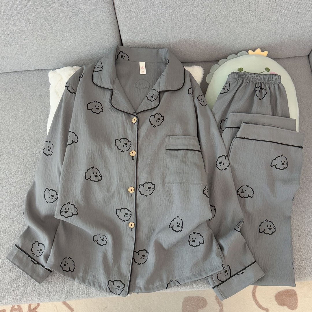春秋季灰色高级感定制云朵棉感睡睡衣/家居服套装