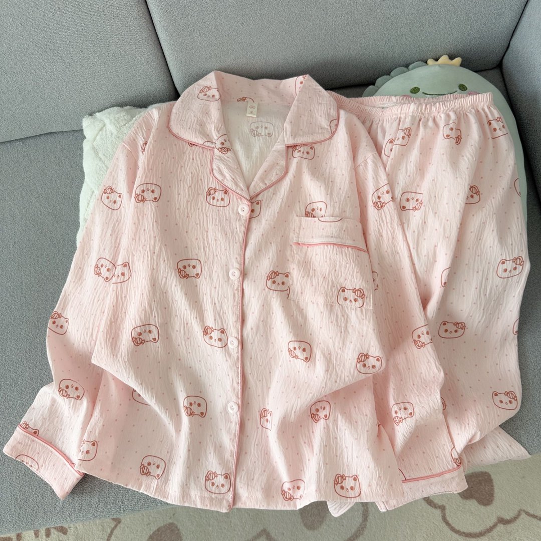 多巴胺可爱少女心云朵棉睡衣女长睡衣/家居服套装