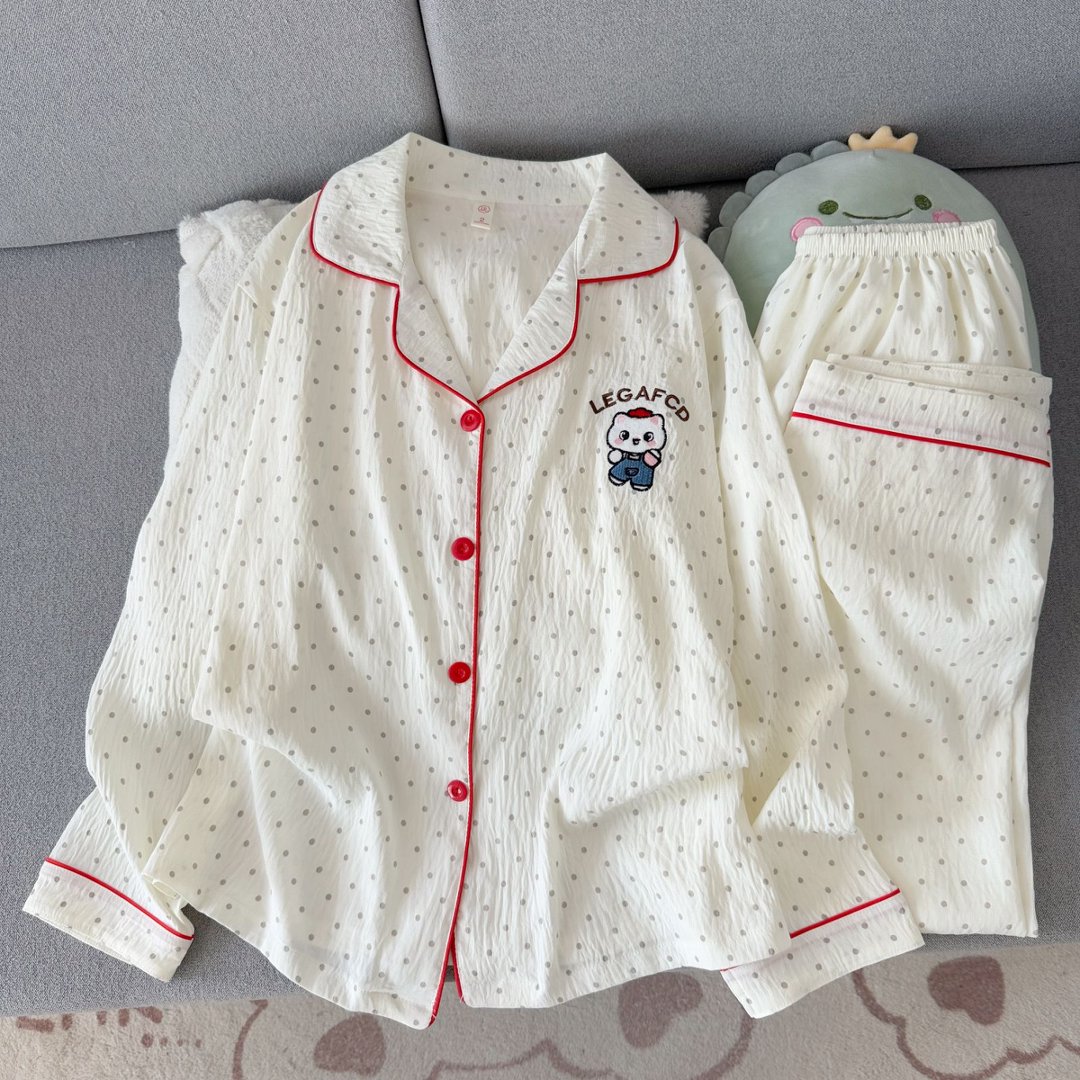 睡衣女春秋季云朵棉长袖长裤套装睡衣/家居服套装