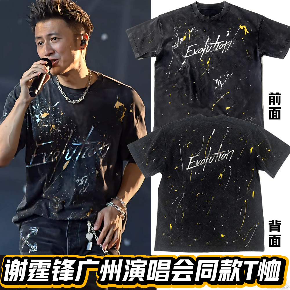 2025谢霆锋广州演唱会同款反光短袖t恤洗水做旧Evolution同款卫衣