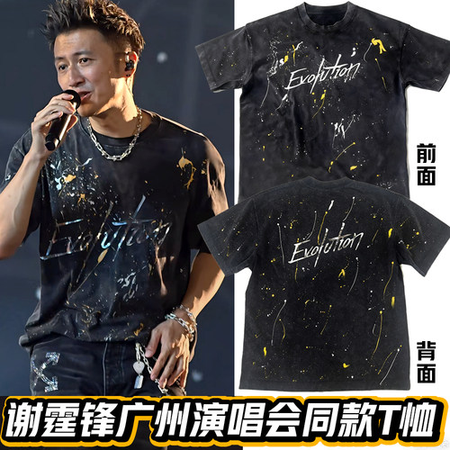 2025谢霆锋广州演唱会同款反光短袖t恤洗水做旧Evolution同款卫衣