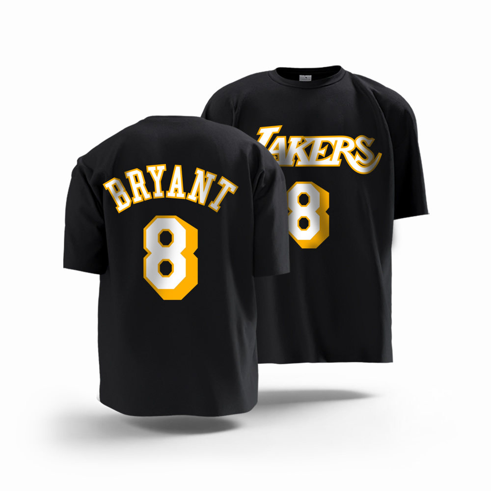 湖人队复古篮球衣科比8号 约翰逊32短袖T恤衫美式投篮定制印号男