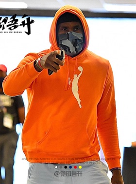 詹姆斯同款纪念科比 WNBA复赛橙色橘色连帽卫衣InItForGood套头男