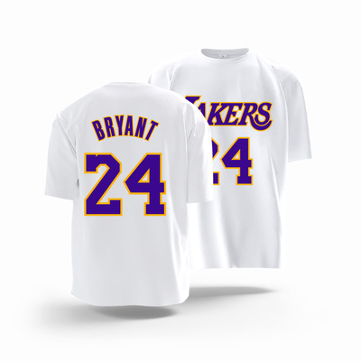 湖人队科比短袖T恤8号24号纪念黑曼巴致敬科比半袖青少年儿童男女