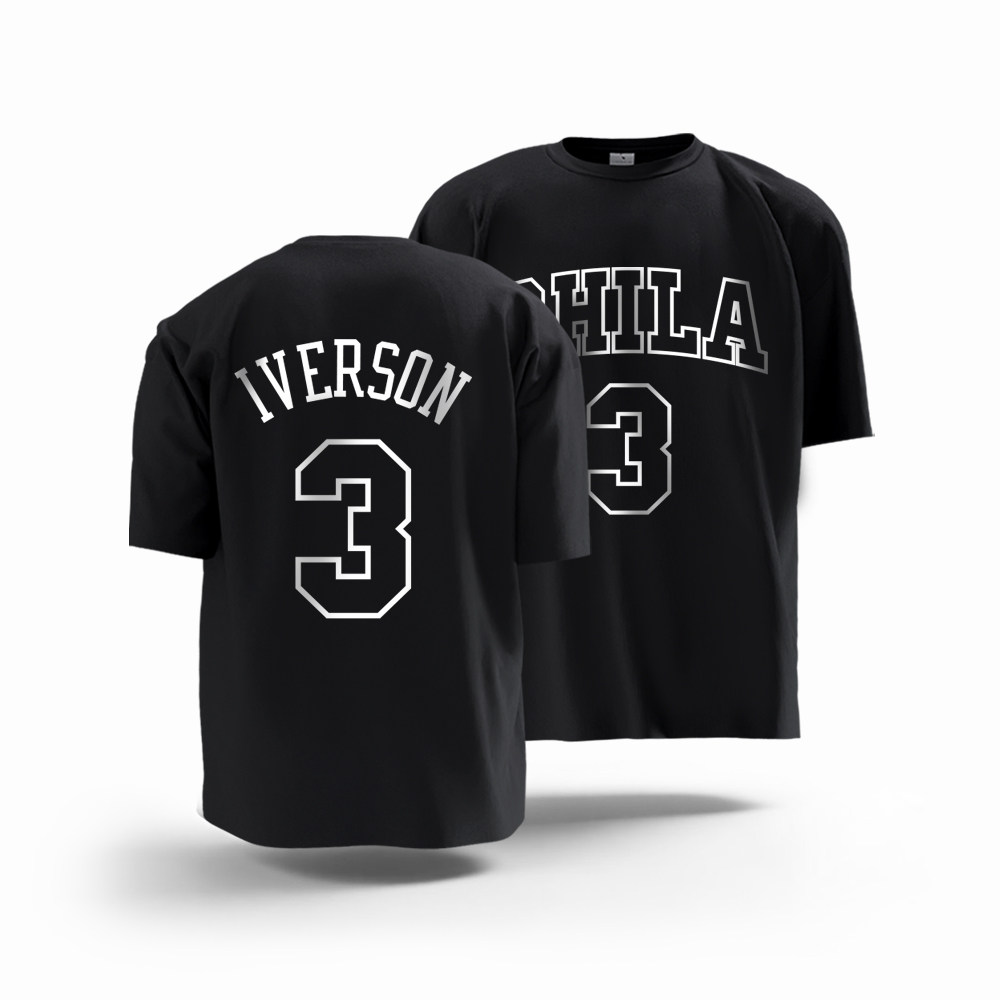 76人队篮球运动艾弗森3号复古球衣 巴克利 圆领纯棉短袖T恤