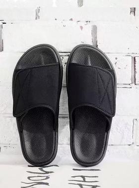 25新款男士潮流休闲户外魔术贴凉拖鞋黑色踩屎感耐磨青少年一字拖