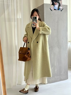 2025新款赫本风大衣中长款紫色外套女秋冬季