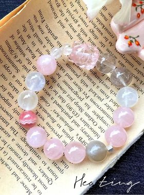 天然粉晶手链桃花爱恋转运珠