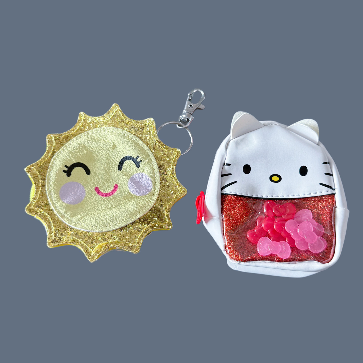 外贸欧美女孩零钱包造型可爱儿童收纳包Kitty包书包挂件太阳猫咪