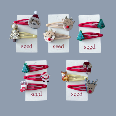 Seed圣诞发夹边夹刘海夹侧发夹碎发发卡外贸欧美喜庆麋鹿可爱卡通