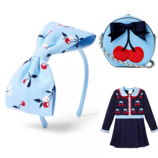 新款官网18美金美国JJ浅蓝色樱桃发箍秋冬女童头饰发饰头箍甜美款