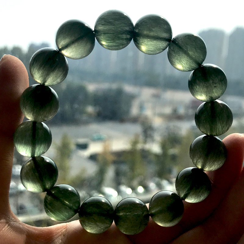 水晶手链天然巴西绿发晶满发顺发