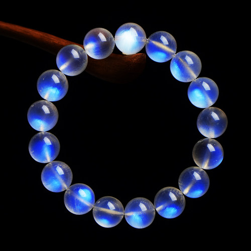 一物一图5A天然蓝月光石手链强光