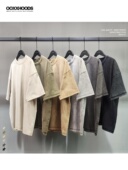 重磅蜡染洗水做旧纯色短袖 T恤潮牌高街情侣INS休闲小领口宽松半袖