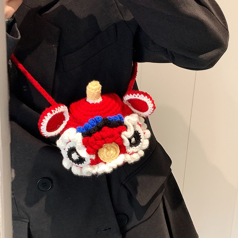 2025新款女孩包可爱卡通小狮子男童洋气外出宝宝单肩成品钱包红色