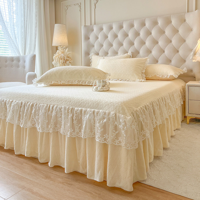 冬季雕花牛奶珊瑚绒床裙单件加绒加厚床罩款床单带裙边床盖床围裙,床上用品,床裙,淘宝优惠券,粉丝福利购,淘宝优惠卷