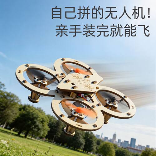 木制DIY迷你无人机遥控模拟飞行