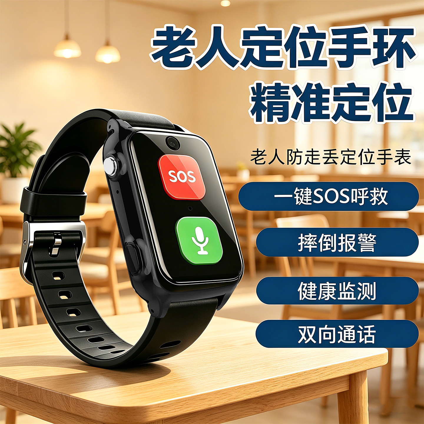 老人防走丢定位手环一键呼救摔倒报警老年痴呆GPS跟踪定位器手表