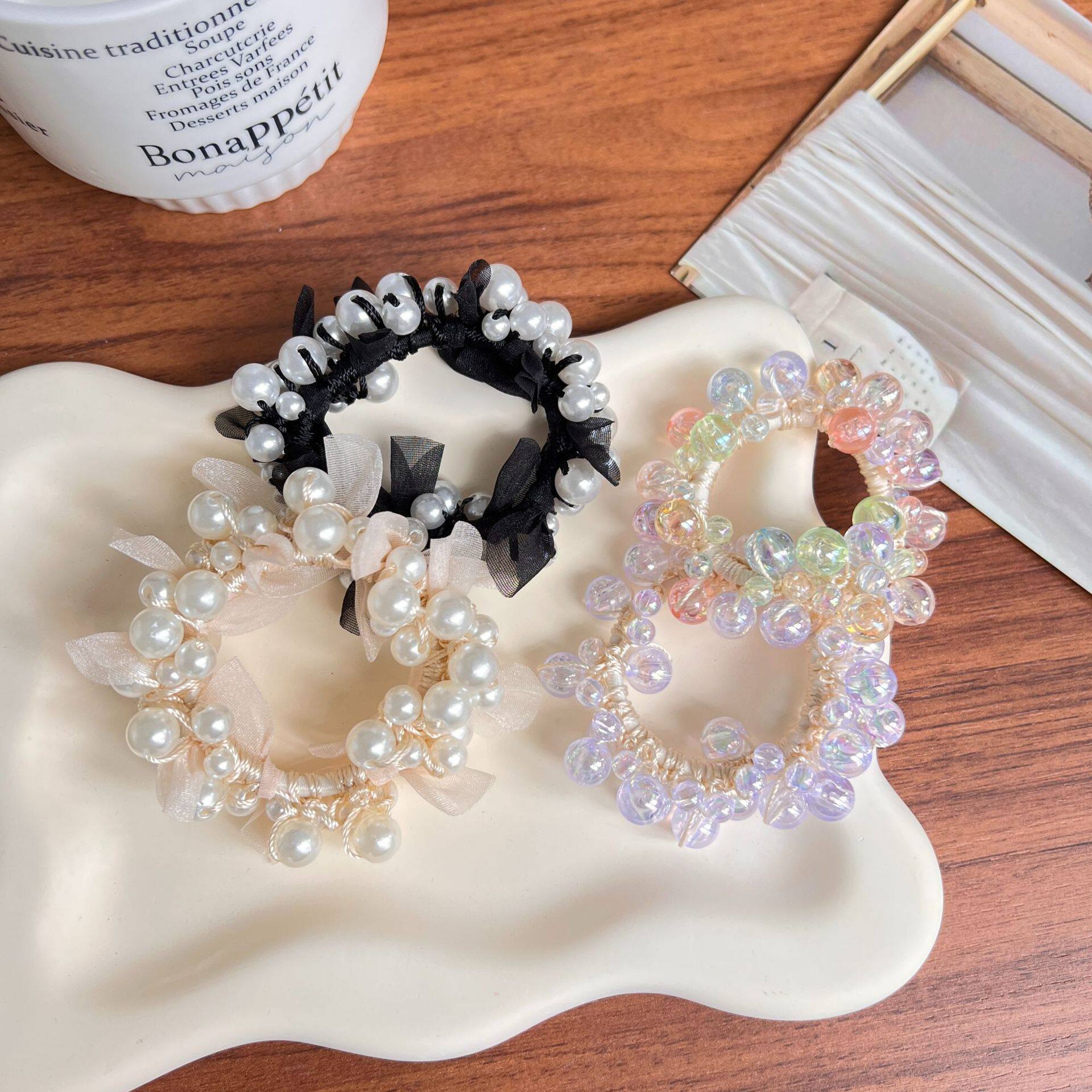 级感珍珠发绳气质少女百搭弹力头绳手链两用扎头发橡皮筋发饰