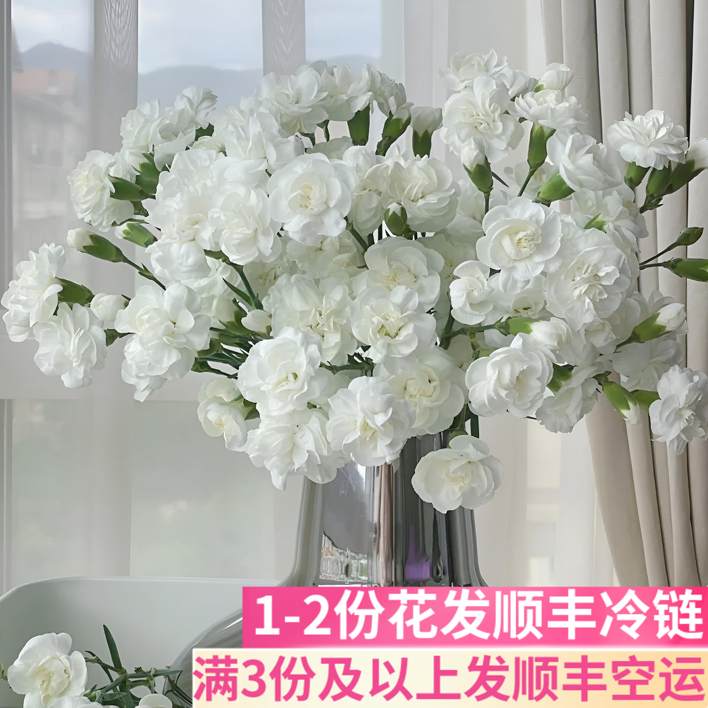 白茉莉多头康乃馨室内客厅插花