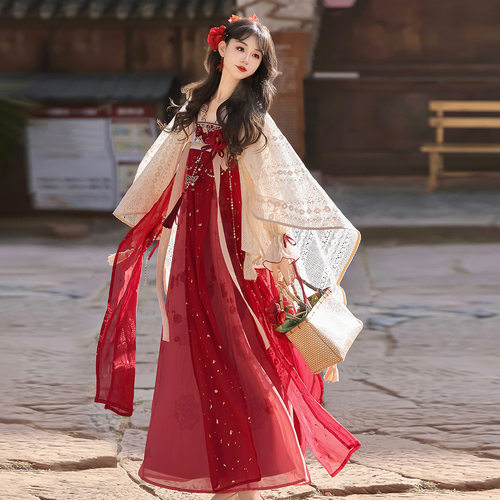 小春瑰汉服女中改良汉元素披肩上衣齐胸裙套装9514