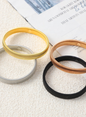 欧美男女款手镯简约拉伸手链弹力弹簧金属手环新款臂环衬衫叠戴