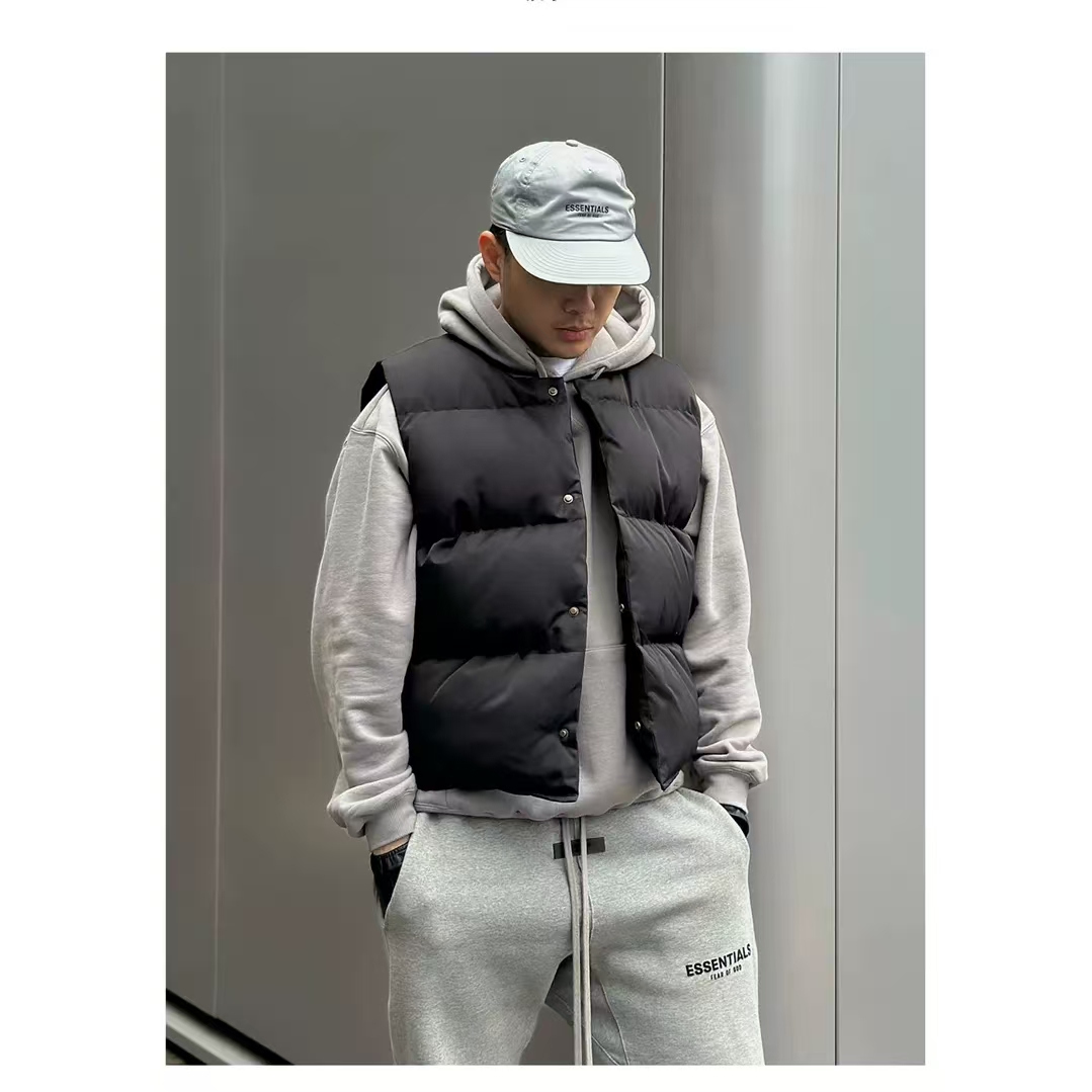 秋冬美式男士羽绒棉马甲棉衣袄外套无袖防寒保暖加厚无领马夹坎肩