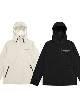 FOG拉链登山冲锋衣ESSENTIALS外套反光字没有男日系机能厚暴雨潮