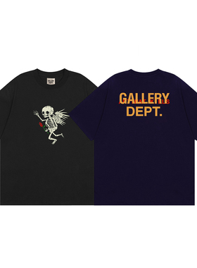 GALLERY DEPT 夏季新款复古西海岸高街情侣天使骷髅印花短袖T恤