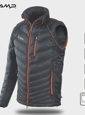 CAMP户外运动羽绒服男冬加厚休闲外套衣袖可拆羽绒背心