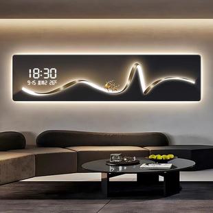 轻奢数显屏挂钟客厅装饰画电子数字钟LED灯沙发背景墙高级感壁画