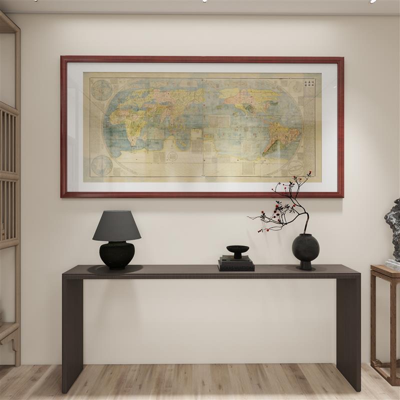 明 坤舆万国全图 高清喷绘挂画古代地理办公室装饰画国画
