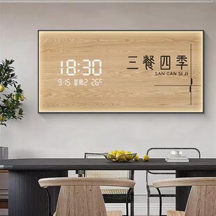 暖居电子挂钟餐厅餐桌背景墙装饰画2025新款led灯画创意数显时钟