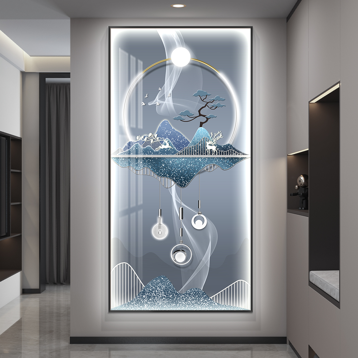 led带灯轻奢入户玄关装饰