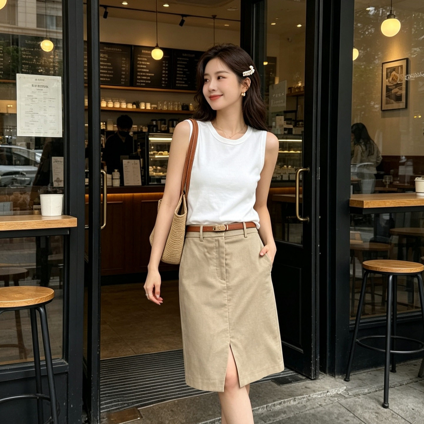 夏季高腰直筒通勤显瘦西装半身裙