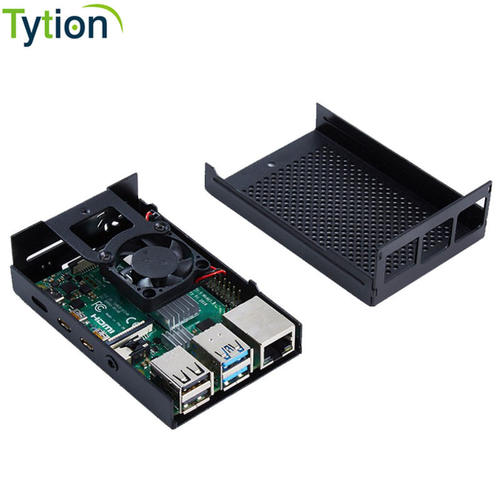 Raspberry Pi 4B 树莓派4代 开发板盒子 铝合金散热外壳+悬挂风扇