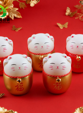 2026年新款福字招财猫插花摆件