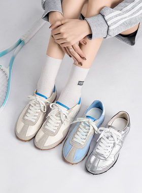 2026春夏新款丨真皮复古德训鞋女休闲轻便运动跑鞋小白鞋平底板鞋