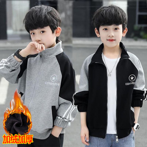 儿童棒球服男童加绒外套