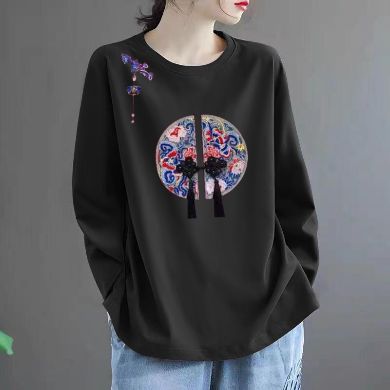 2025新款中年妈妈秋冬休闲上衣秋衣内搭打底衫外穿纯棉长袖t恤女