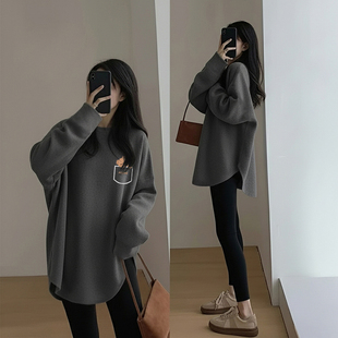 长袖 2025新款 高档秋冬女内搭t恤中长款 300斤特大码 上衣 德绒打底衫