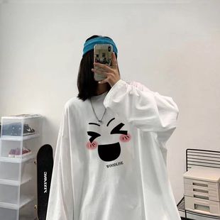 女装 t恤2025新款 300斤超火减龄大码 纯棉长袖 上衣 秋季 胖mm宽松大版