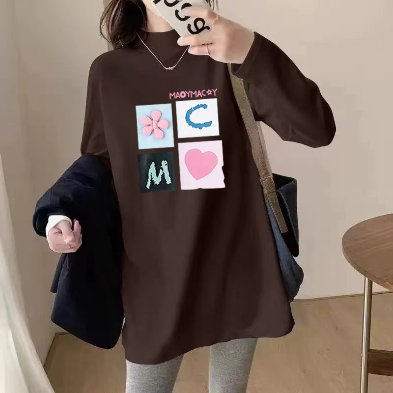 秋季大码t恤衫女装2025新款上衣长袖ins内搭宽松德绒打底t恤遮肚