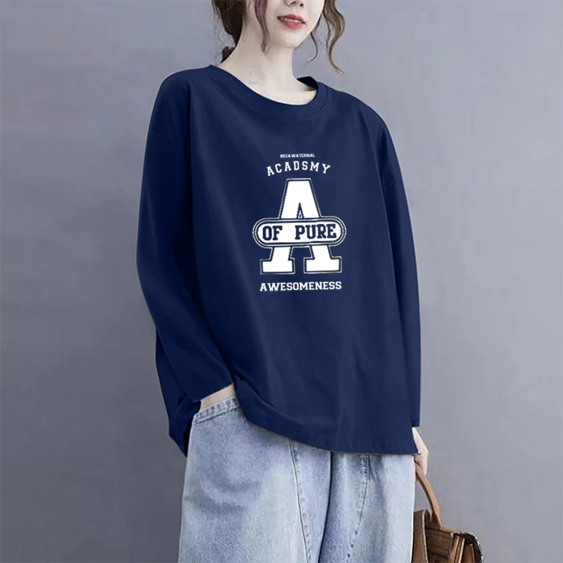 新中式秋季长袖t恤女装2025遮肉300斤大码遮肉显瘦宽松休闲打底衫