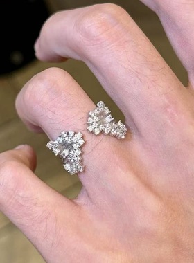 闪钻戒指女轻奢小众高级感宫廷风独特叠戴食指戒开口指环简约