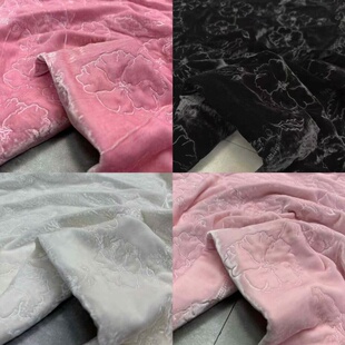 新品真丝丝绒刺绣桑蚕丝絮片面料绗缝工艺秋冬棉服外套桑蚕丝面料