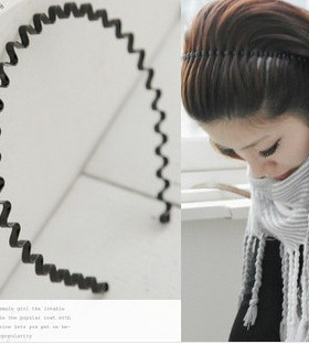 实用发箍洗脸用的化妆束发韩国男女通用简约发窟黑色金属波浪头箍